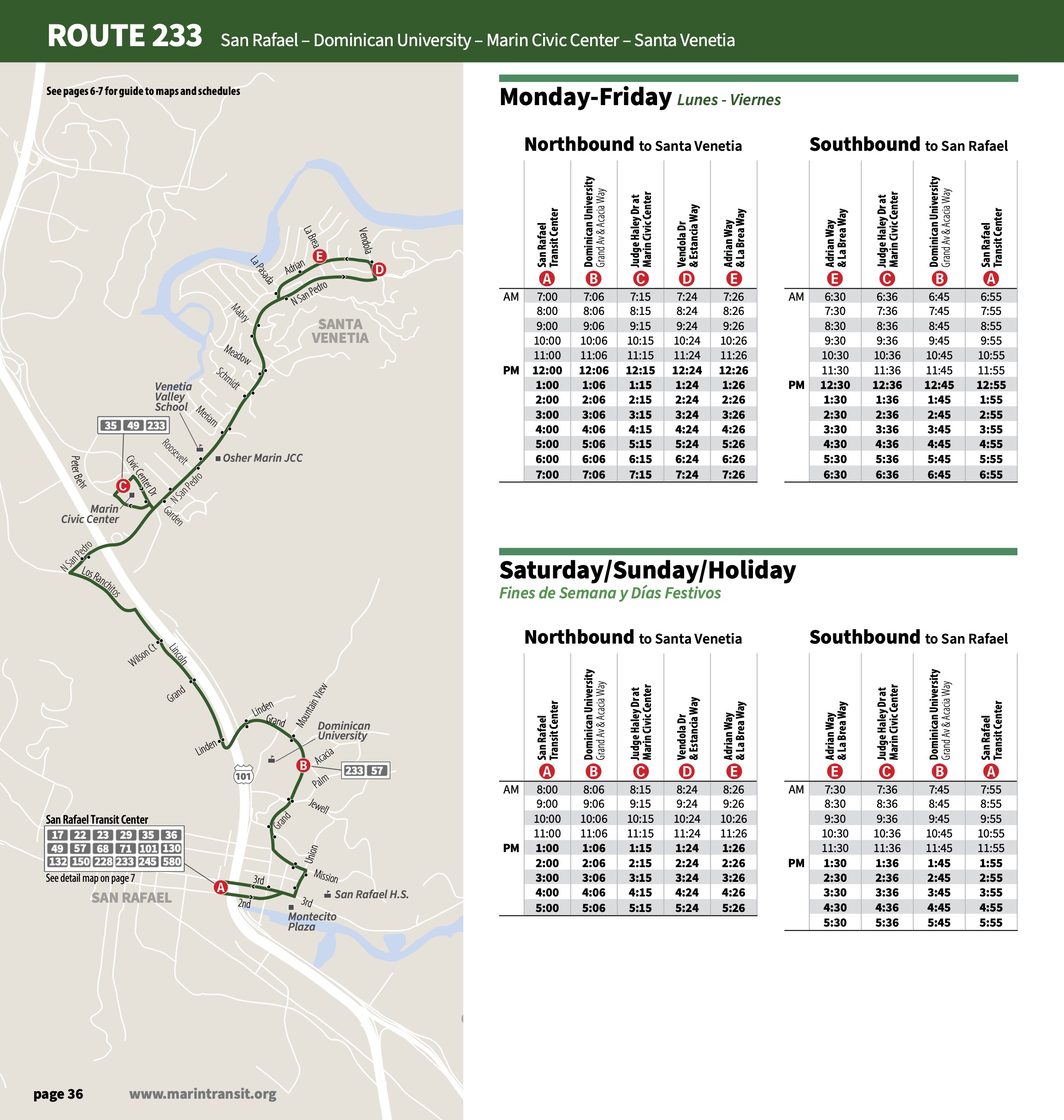 Route 233 New Map and Schedule