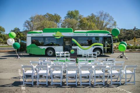 Electric Bus with Balloons